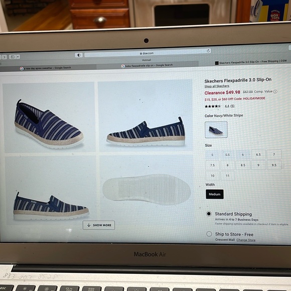 Bobs Memory Foam Stripe Skechers Flexapadrille Size 8 Gently Worn Like New - Picture 9 of 10